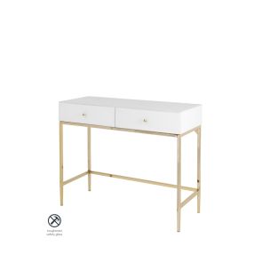 Stiletto White Glass and Brass Console Table