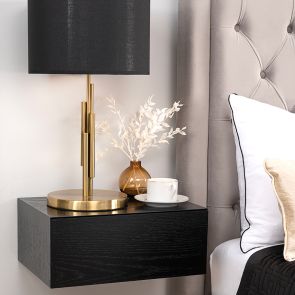 Inga Black Oak Floating Bedside Table