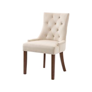 Torino Dining Chair with Back Ring - Chalk Velvet - Legs in Walnut finish 