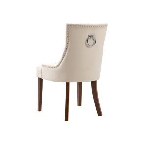 Torino Dining Chair with Back Ring - Chalk Velvet - Legs in Walnut finish 