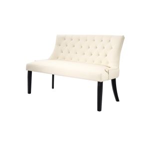 Torino Bench – Cream Faux Leather – Black Legs