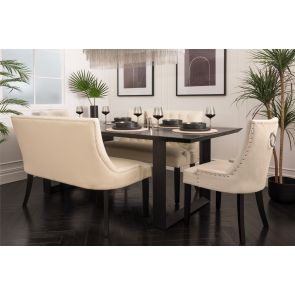 Torino Banc, piétement noir - Faux Cuir Beige