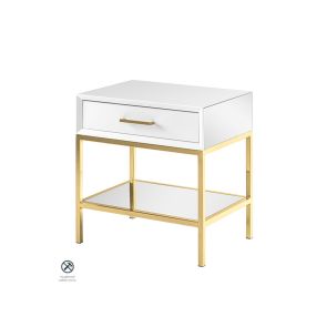 Trio White and Champagne Gold Bedside Table
