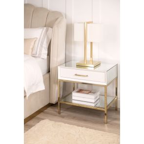 Trio White and Champagne Gold Bedside Table