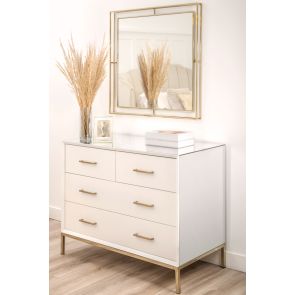 Trio White and Champagne Gold Chest of Drawers