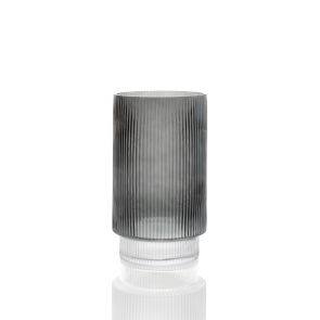 Large Grey Ribbed Glass Vase