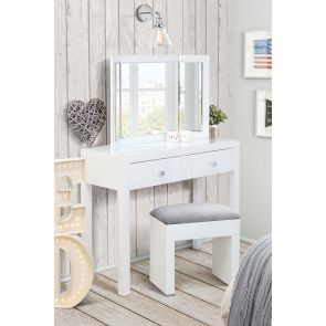 (ID:36670) Colleta White Triple Folding Mirror  