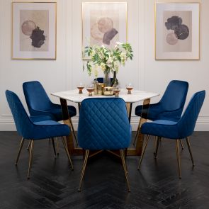 Watson Chaise, piétement laiton - Encre bleue