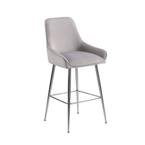 Watson Tabouret de bar, piétement argent - Gris colombe