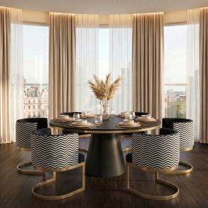 Zig-Zag Dining Chair – Brushed Brass Base