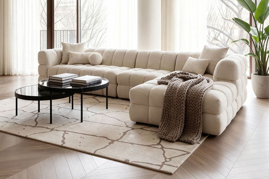 Berlin Extra Großes Rechtsseitige Ecksofa Helles Taupe – Chenille