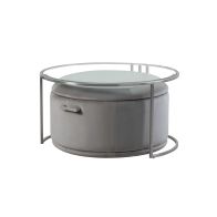 Aria Soffbord Silver och Förvaring Ottoman Dove Grey - Set