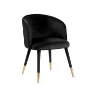 Bellucci Silla de comedor con Círculos - Negro - Tapas de Latón