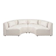 Essen 2x Geschwungenes Ecksofa - Chenille – Elfenbeinweiß
