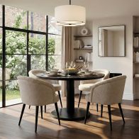 Sia 4-6 Seat Dining Table and 4 Garric Dining Chairs – Oatmeal 