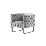 Grosvenor Fauteuil, piétement laiton brossé - Gris colombe