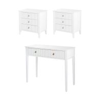 Heidi Set 2 tables de chevet et console -Laiton/Argent -Blanc