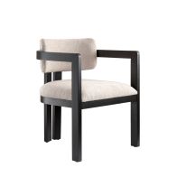 Jolie Chaise de salle à manger, cadre noir  – Taupe clair 