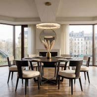 Juno Circular Dining Table and 6 Vista Dining chairs