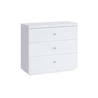 Pimlico - Cómoda de vidrio blanco con 3 cajones