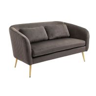 Roanna 2-Sitzer Sofa -Anthrazit  Silber/Messing Beine