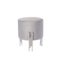 Rubell Tabouret, piétement argent - Gris colombe