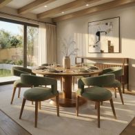 Sia 6-8 Seat Chestnut Dining Table and 6 Madison Sage Green Chairs