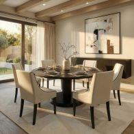 Sia 6-8 Seat Black Dining Table and 6 Chatsworth Dining Chairs