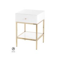 Stiletto Tavolino/Comodino in Vetro bianco - Ottone