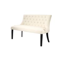 Torino Bänk – Cream PU-läder – Svarta Ben