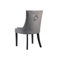 Torino Chaise de salle à manger avec anneau au dos, piétement noir - Gris fumé