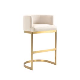 Lasco Bar Stool Chalk Brushed Brass Base