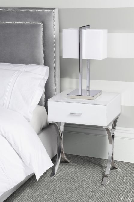 Aurelia White Glass Bedside Table - Image #0