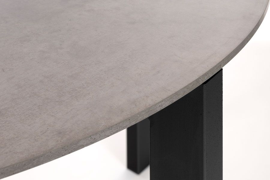 Niven 6-8 Seat Dining Table Concrete Effect - Black Legs-view3