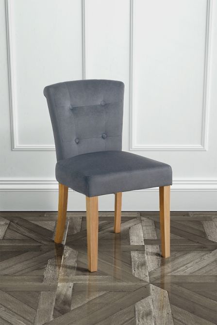 Positano Dining Chair with Back Ring - Smoke - Natural legs - Image #0