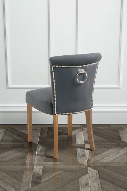 Positano Dining Chair with Back Ring - Smoke - Natural legs - Image #0