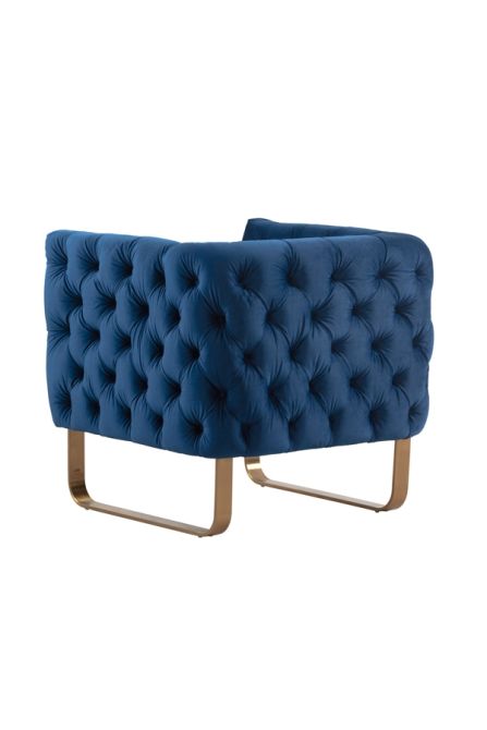 Grosvenor Fauteuil, piétement laiton brossé - Bleu marine-view3
