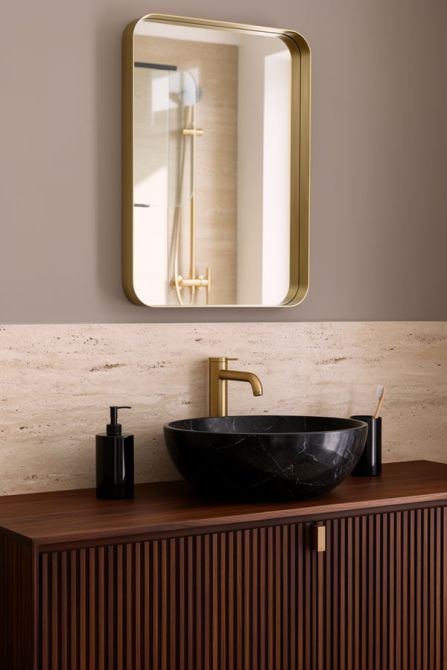 Alana Rectangular Mirror – Brass-view2