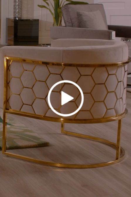 Alveare Poltroncina a vasca - Gesso - Ottone-view4