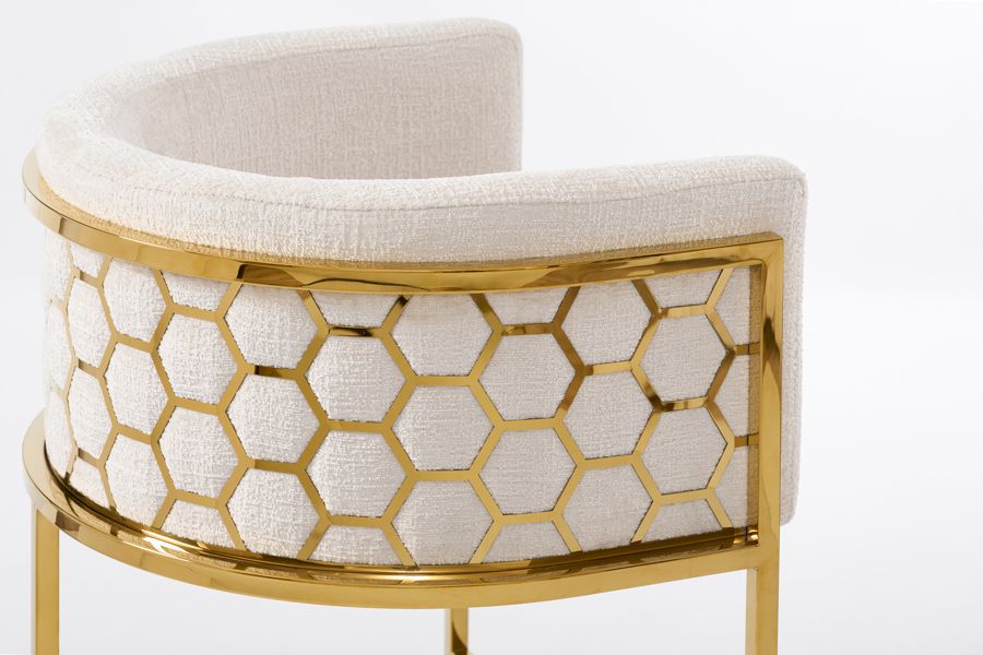 Alveare Tabouret de comptoir, base laiton - Taupe Clair Chenille-view4