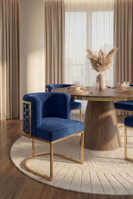 Alveare Dining Chair Brass - Royal Blue-view3