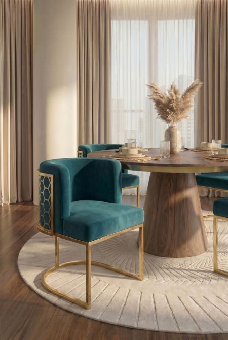 Chaise Alveare peacock – Laiton-view2