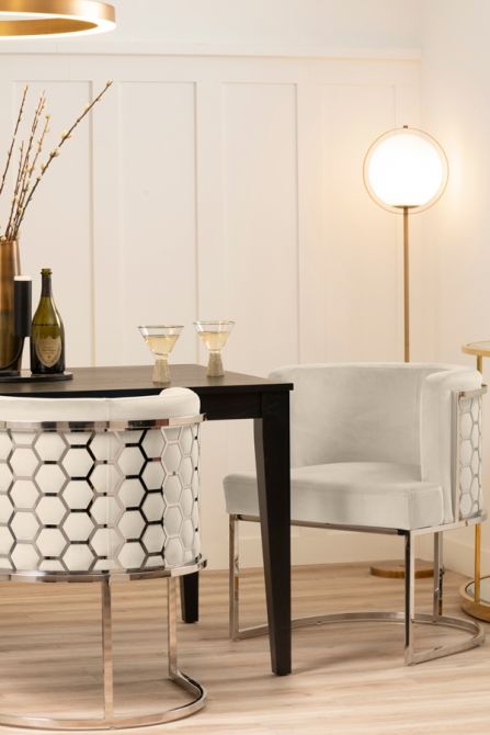 Alveare Esstischstuhl - Silber - Kreideweiß-view4