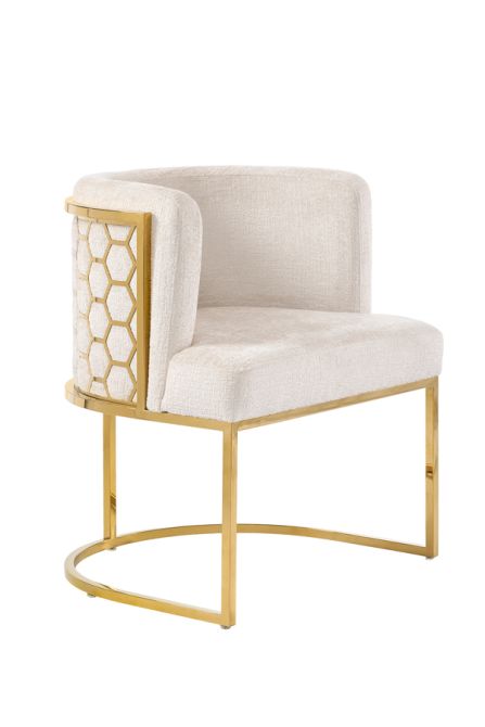 Alveare Chaise, base laiton - Taupe Clair Chenille-view4