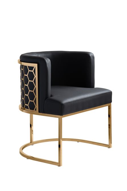 Alveare Esstischstuhl - Messing – Schwarzes Kunstleder-view2