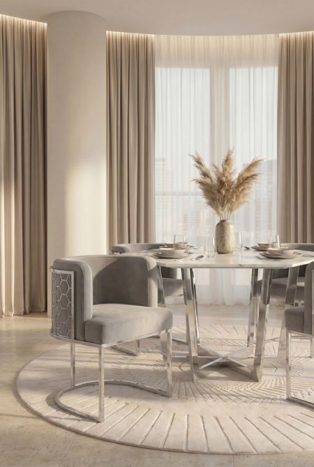 Alveare Chaise, base argent - Gris colombe-view2