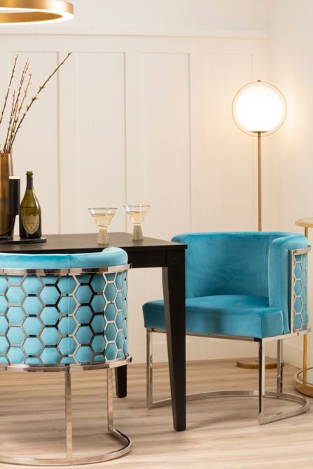 Alveare Eetkamerstoel Zilver - Turquoise-view2