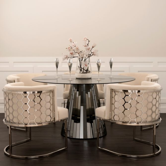 Emmeline Smoked Mirror Dining Table-view2
