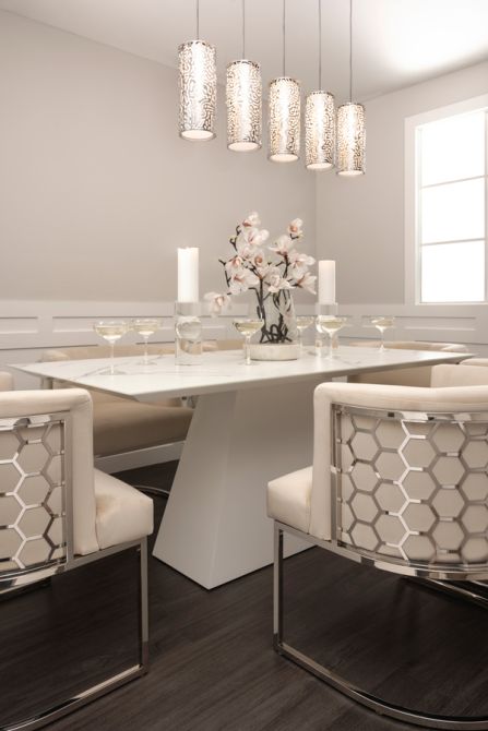 Loretta Table and 6 Alveare Silver Chairs - Chalk-view2