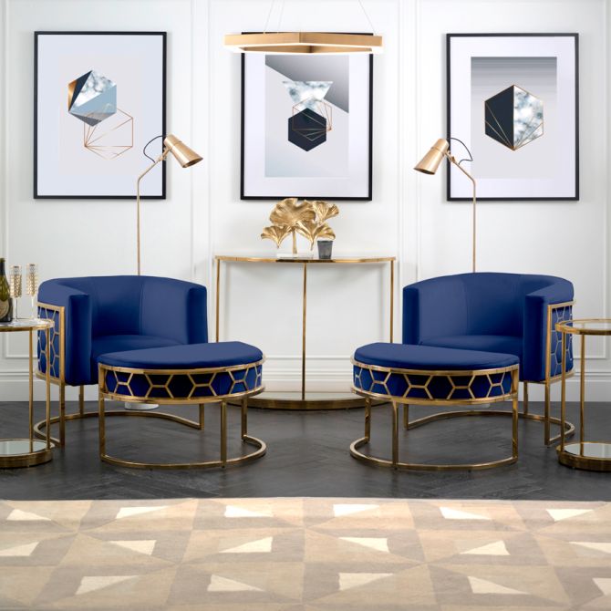 Alveare Sillón cromadο - azul real-view3